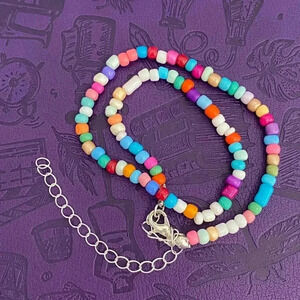 Handmade Multi Colored Seed Bead Choker Necklace